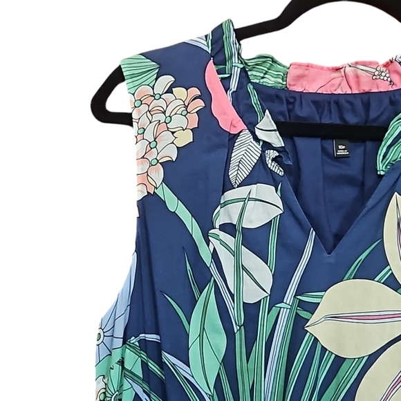 Talbots Navy Floral Midi High-Low Dress Size 10P - Picture 11 of 13